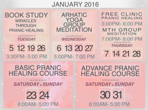 January 2016 Calendar of Events