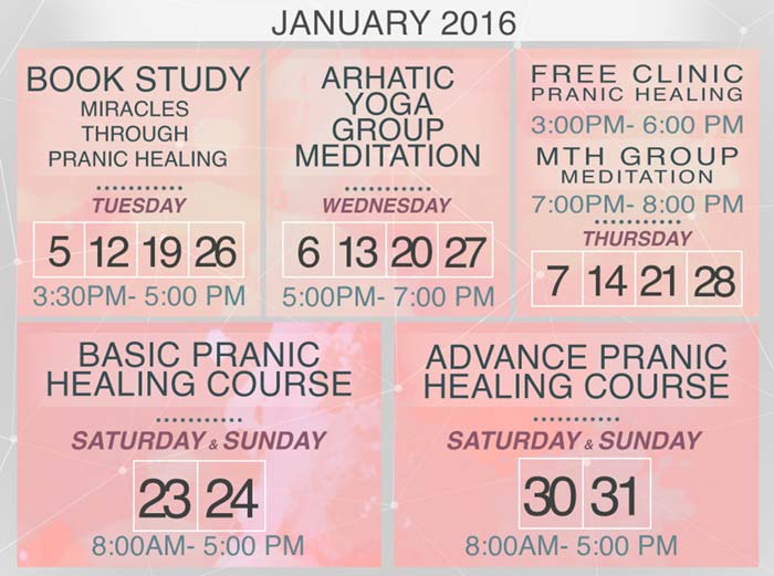 January 2016 Calendar of Events